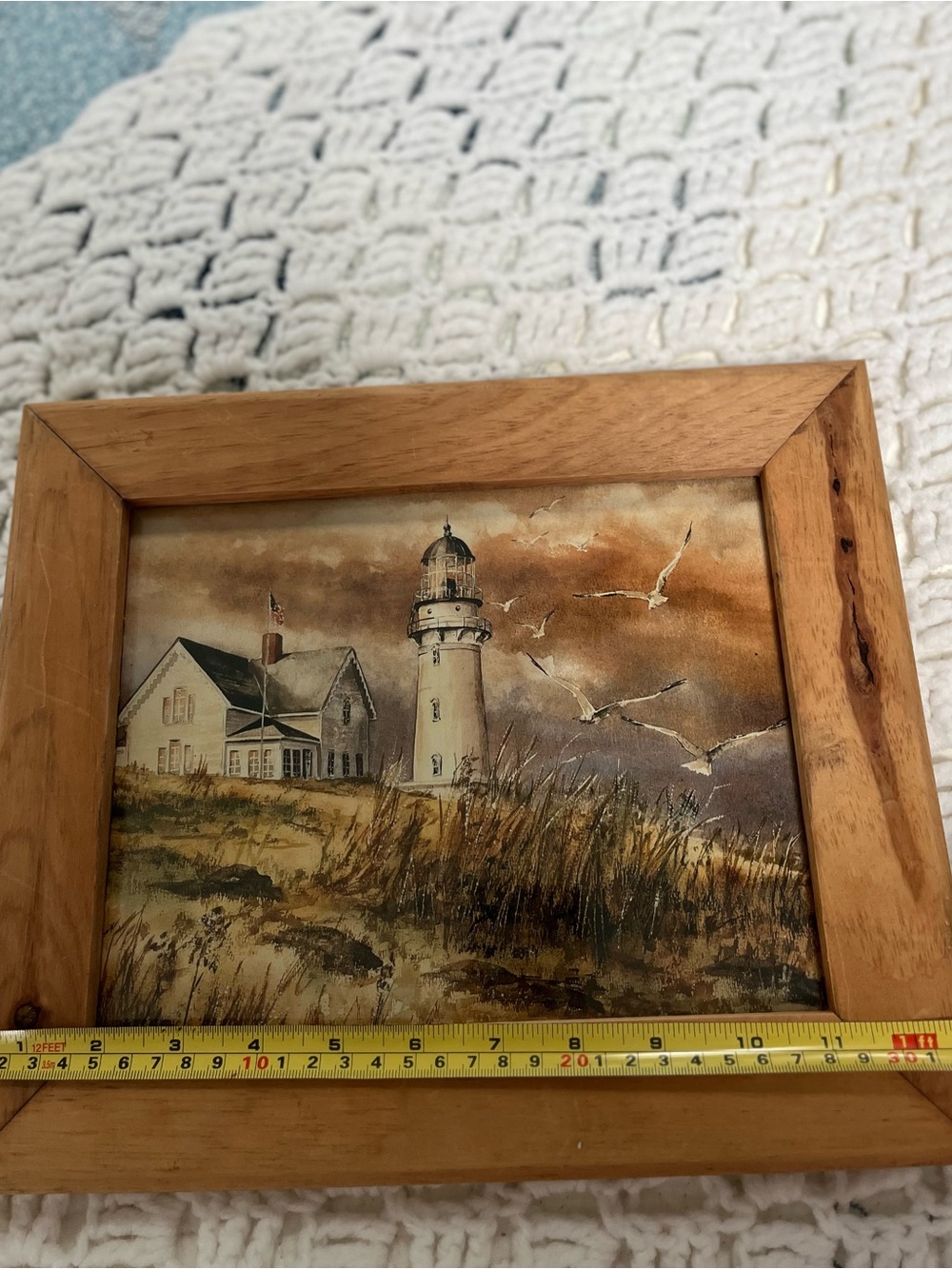 Coastal Lighthouse Wall Art Print in Warm Brown Tones 12 x 10.5